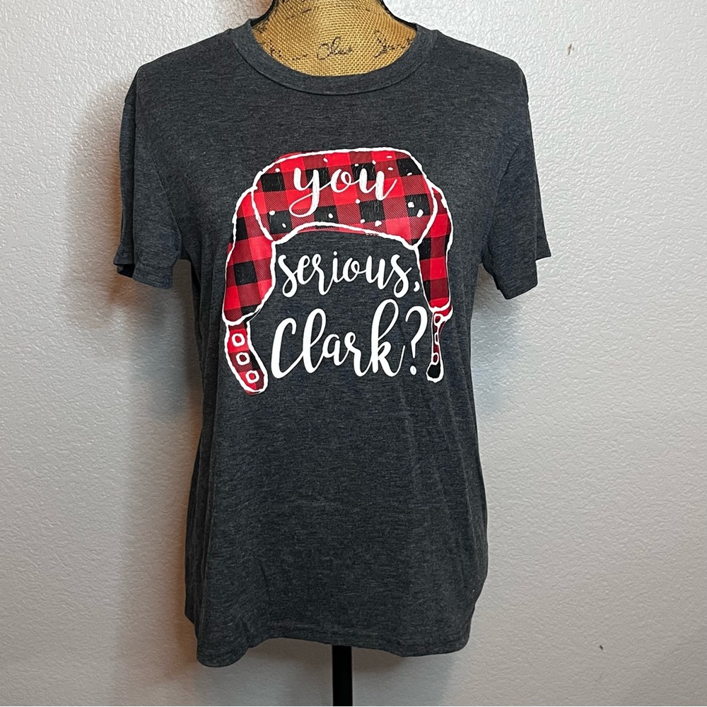 You Serious Clark Christmas Shirt Women Plaid Short Sleeve Funny Holiday
